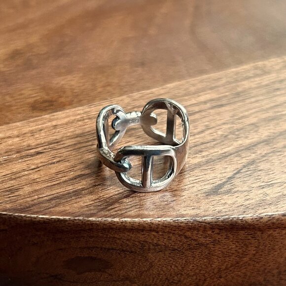 New Sterling Silver 925 ANCHOR CHAIN LINK RING, Statement Ring Size 7 - Picture 3 of 5